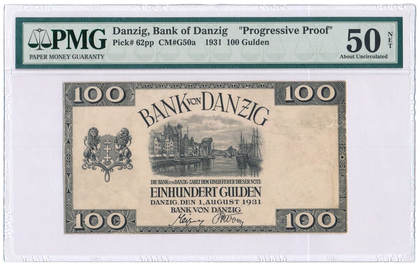 Banknot. Wolne Miasto Gdańsk 100 guldenów 1937 PMG 50 (MAX)